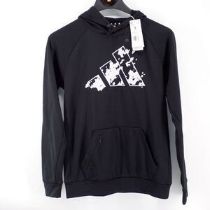 Adidas Logo Men's Size Small Hoodie Black Front Zip Pocket Active Pullover NWT